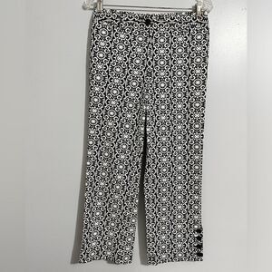 Harold’s black and white geometric shape pants. Size 4